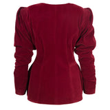 İnci Düğmeli Kadife Ceket