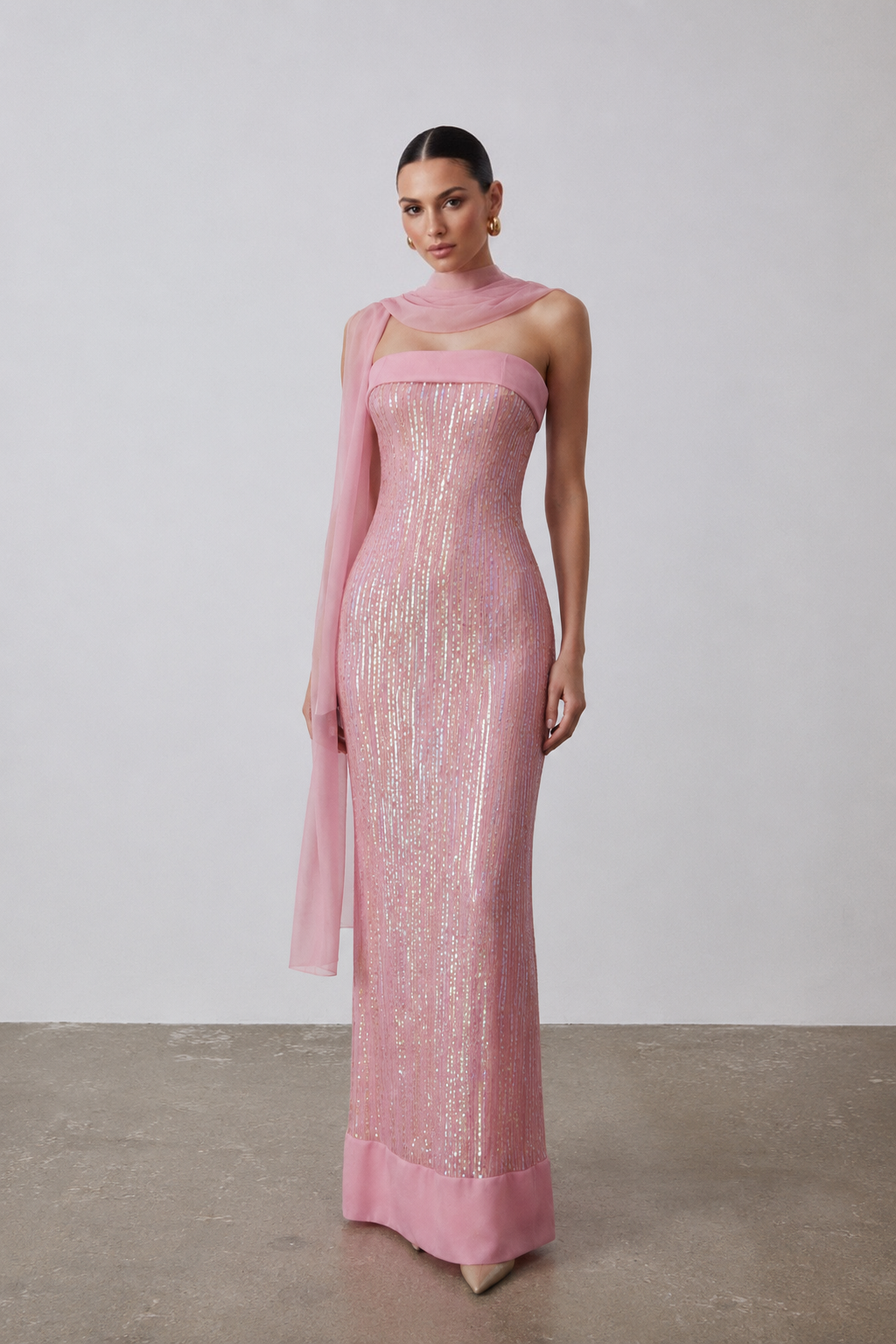 Safia Pembe Maxi Elbise