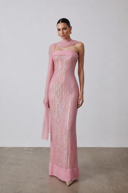 Safia Pembe Maxi Elbise