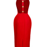 Laulei İnci Dress Sırt Dekolteli Maxi Kırmızı Elbise