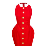 Laulei İnci Dress Sırt Dekolteli Mini Kırmızı Elbise