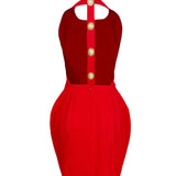 Laulei İnci Dress Sırt Dekolteli Mini Kırmızı Elbise