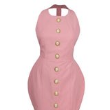 Laulei İnci Dress Sırt Dekolteli Mini Pembe Elbise