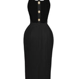 Laulei İnci Dress Sırt Dekolteli Maxi Siyah Elbise