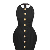 Laulei İnci Dress Sırt Dekolteli Mini Siyah Elbise