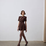 İndira Tuvit Mini Elbise Kahve