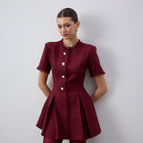 İndira Tuvit Mini Elbise Bordo