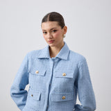 Klapa Yakalı Tüvit Ceket Açık Mavi