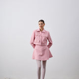 Klapa Yakalı Tüvit Ceket Pembe