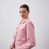 Klapa Yakalı Tüvit Ceket Pembe