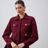 Klapa Yakalı Tüvit Ceket Bordo