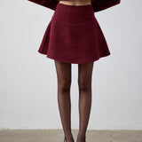 Tüvit Mini Etek Bordo