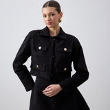 Klapa Yakalı Tüvit Ceket Siyah