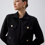 Klapa Yakalı Tüvit Ceket Siyah