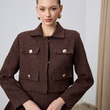 Klapa Yakalı Tüvit Ceket Kahve