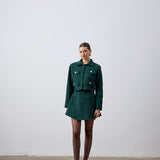 Klapa Yakalı Tüvit Ceket Koyu Yeşil