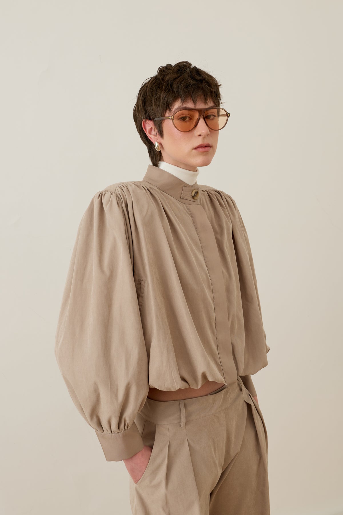 Cloe Crop Ceket Bej