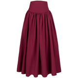 Poplin Yüksek Bel Bordo Midi Etek