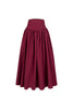 Poplin Yüksek Bel Bordo Midi Etek