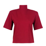 Vatkalı Dik Yaka Bordo Tshirt