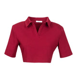 Vatkalı Polo Yaka Bordo Crop