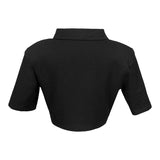 Vatkalı Polo Yaka Siyah Crop